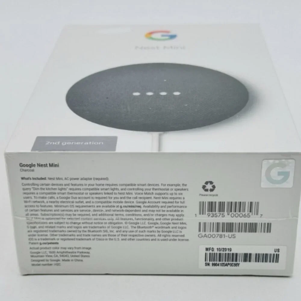 Charcoal Google Nest Mini 2nd Generation Smart Speaker with Google Assistant
